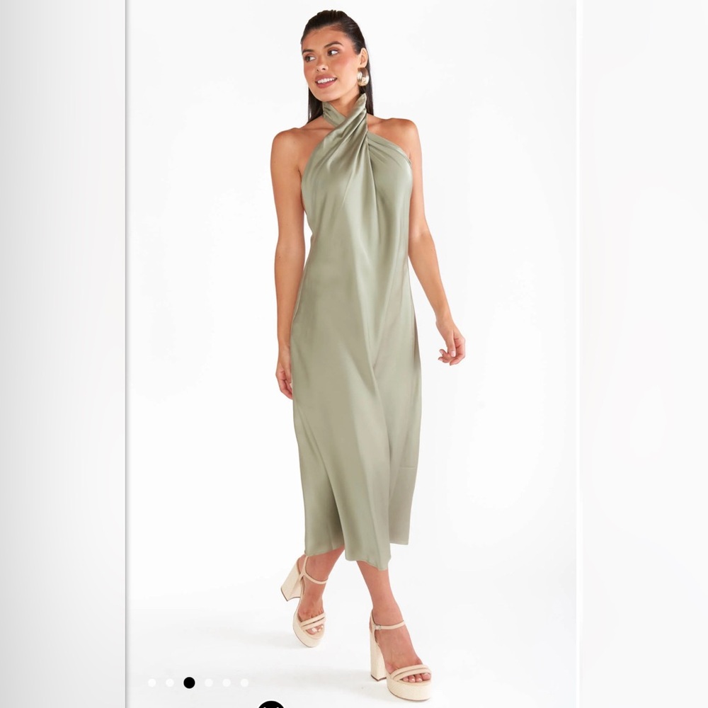 NWOT SHOW ME YOUR MUMU - Jasmine Halter Midi Dress size: medium color:moss green